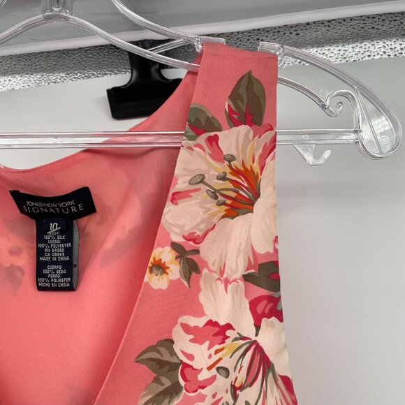 Jones New York Signature Silk Blend Floral Midi Slip Dress Pink/Multi Size 10 - Picture 4 of 8